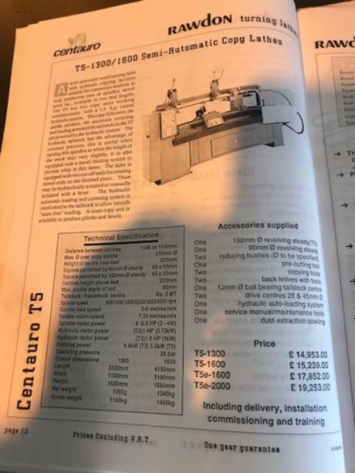 Centauro T5 1600 Semi Automatic Copy Lathe, with m - Image 14 of 15