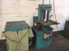 Vertical Belt Sander / Linisher, with wild dust extraction unit, approx. 40 unused belts, 50mm