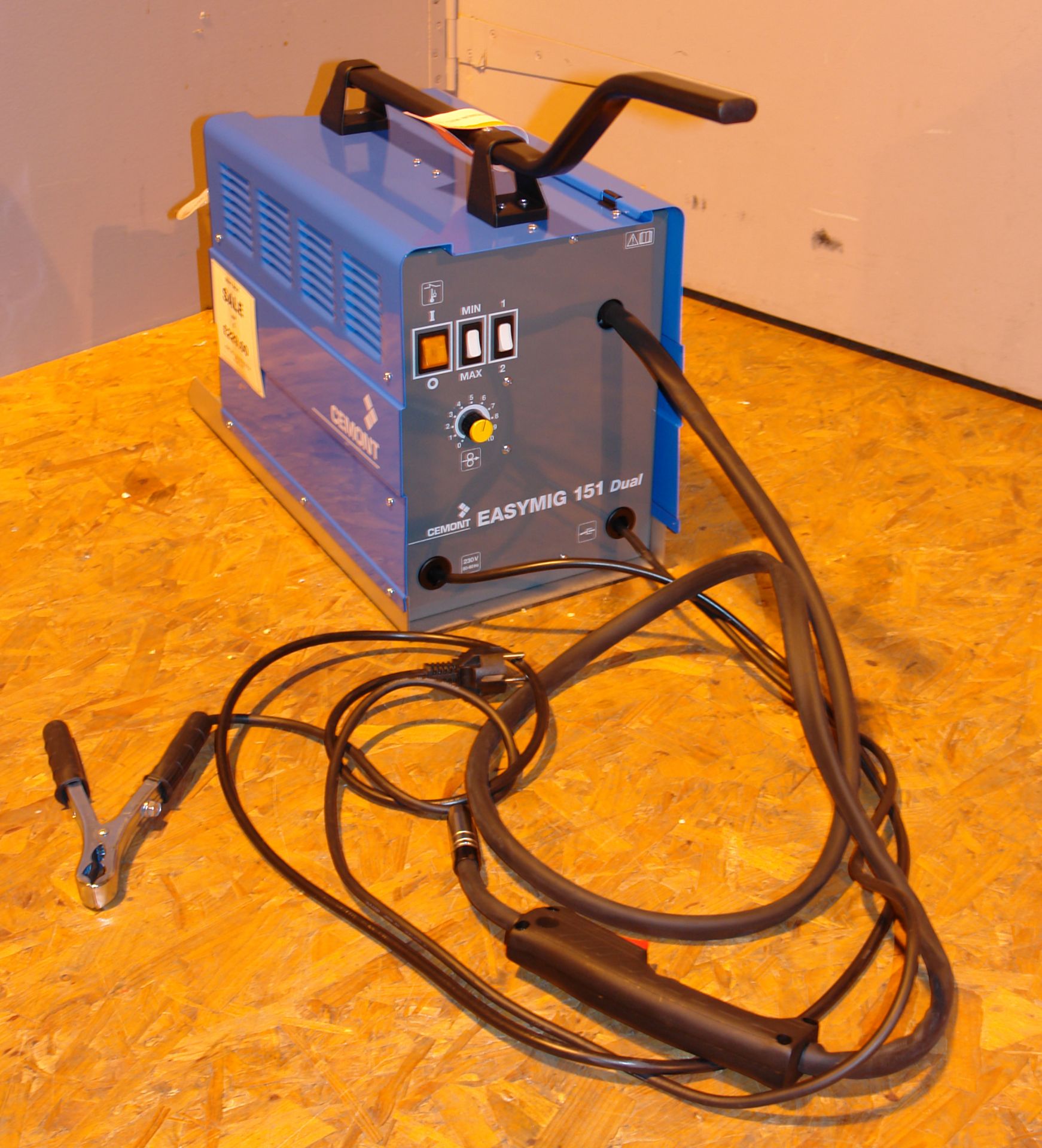 Cemont Easy Mig 151 Dual Gas/Gasless Mig Welder, serial no. 2114669383, with wheel kit, reel of