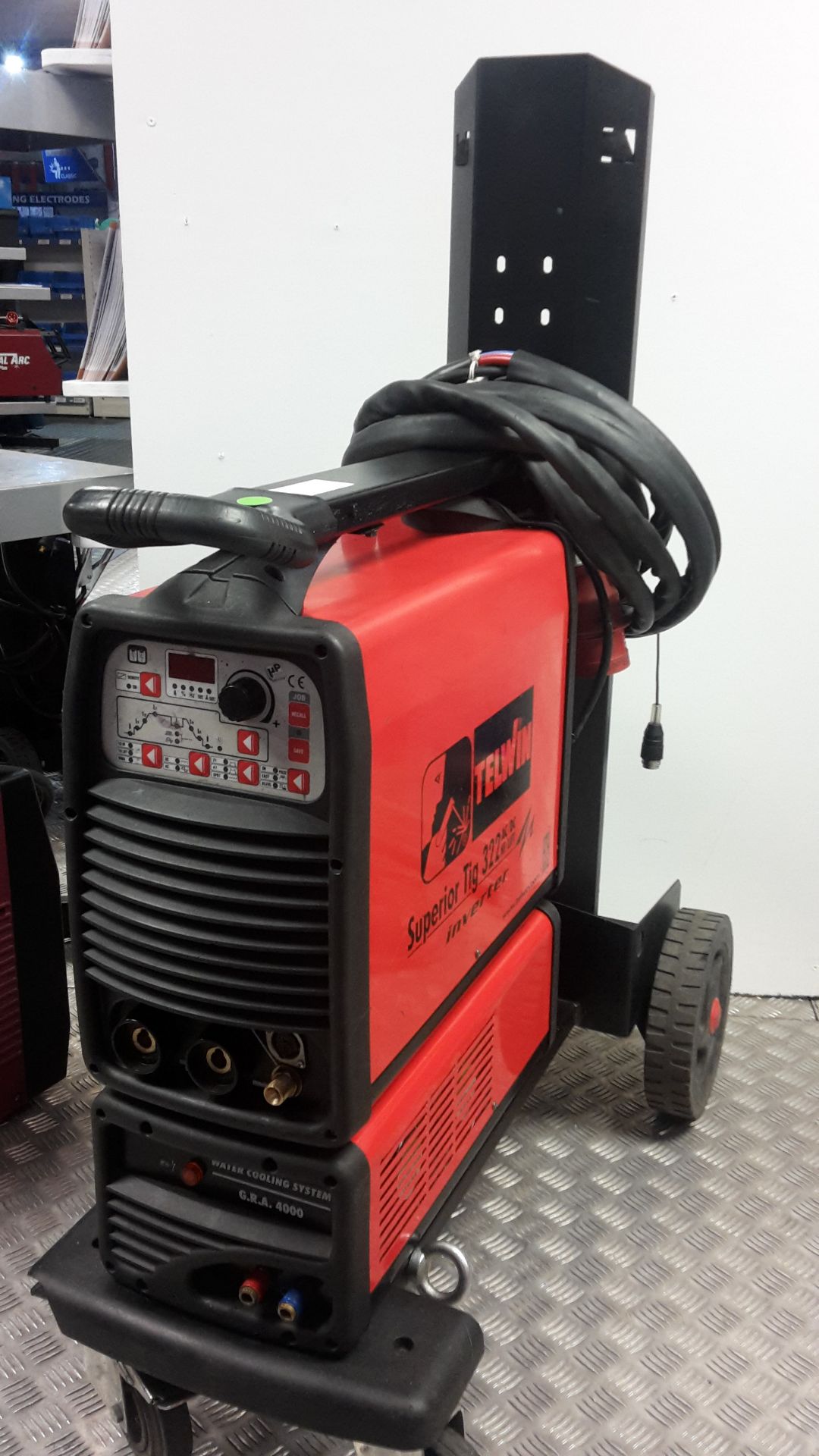 Telwin Superior 322RA AC/DC Pulsed Tig Welder, on trolley, with water cooling, torch and earth lead,