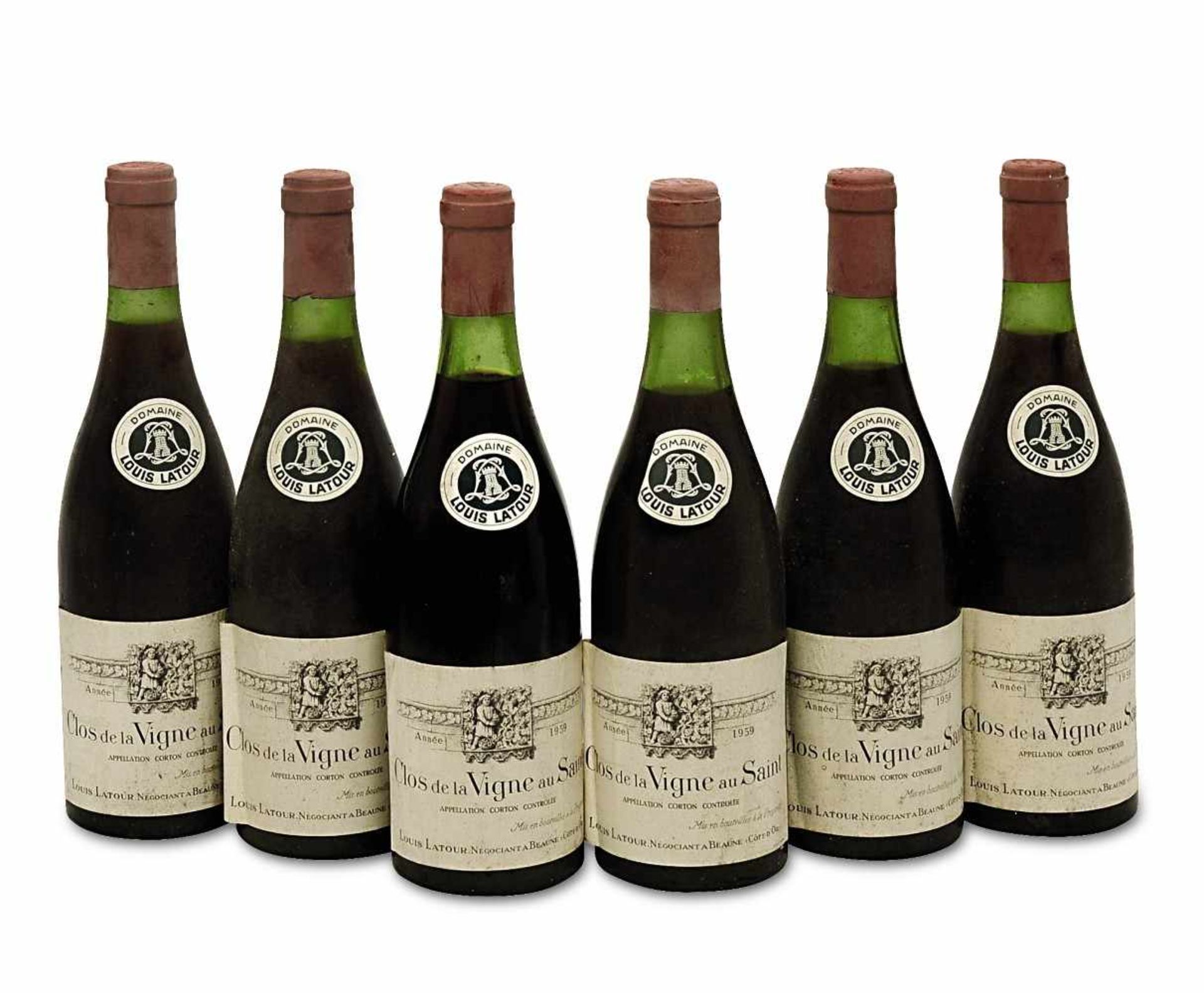 Sechs Flaschen Clos de la Vigne au Saint Côte de Beaune, Burgund, Frankreich Louis Latour, Corton