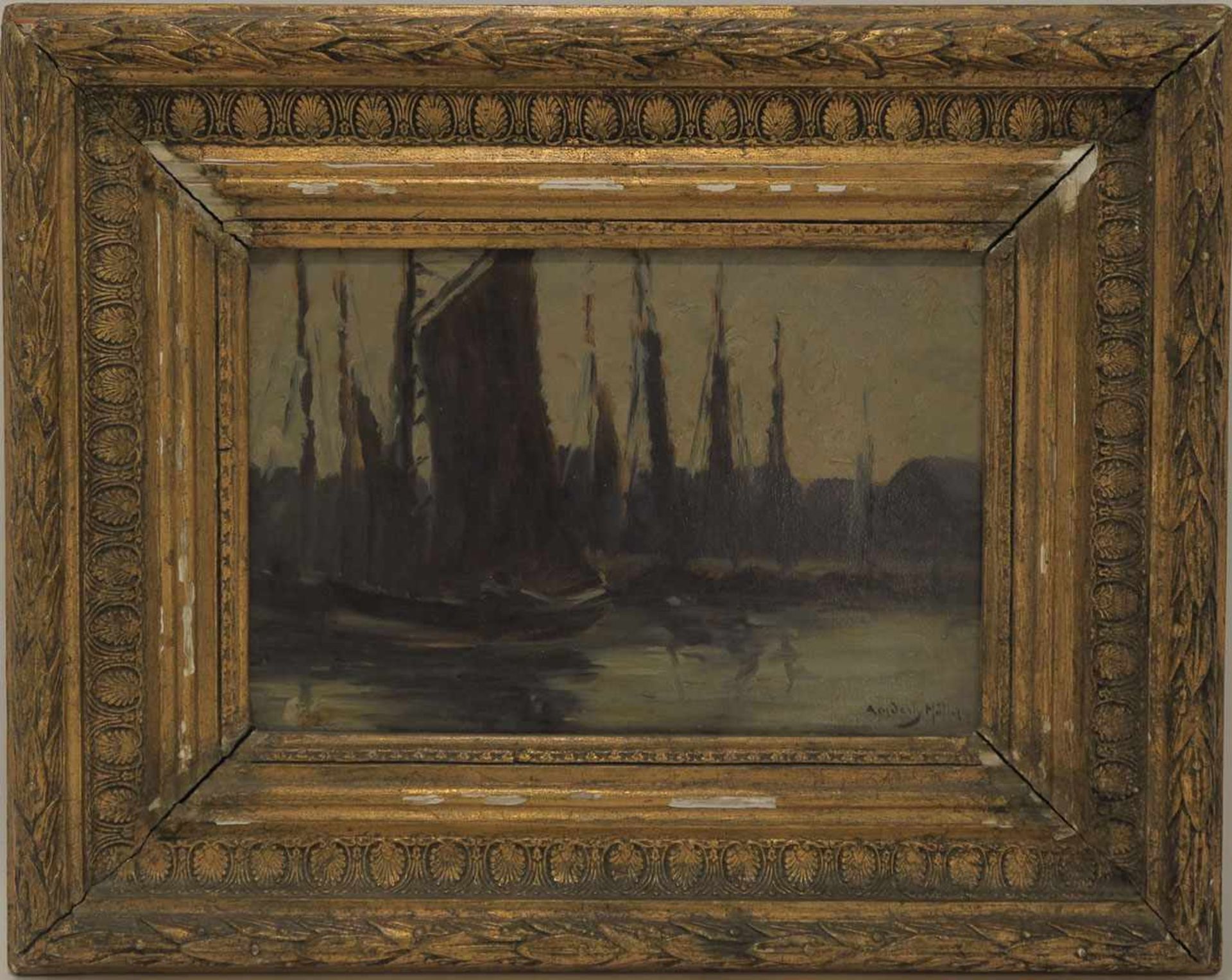 Möller, Aenderly 1863 Hamburg - 1936 ebd. Segelboote Öl/Karton. 20,5 x 30,5 cm. R. u. signiert.