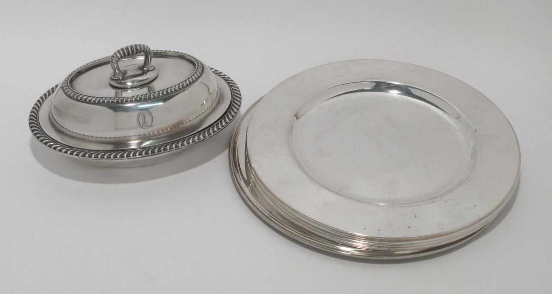 37 Teile Besteck-Konvolut / Servierschale / 7 Platzteller / Schälchen Silber, Metall (tlw. - Bild 3 aus 3