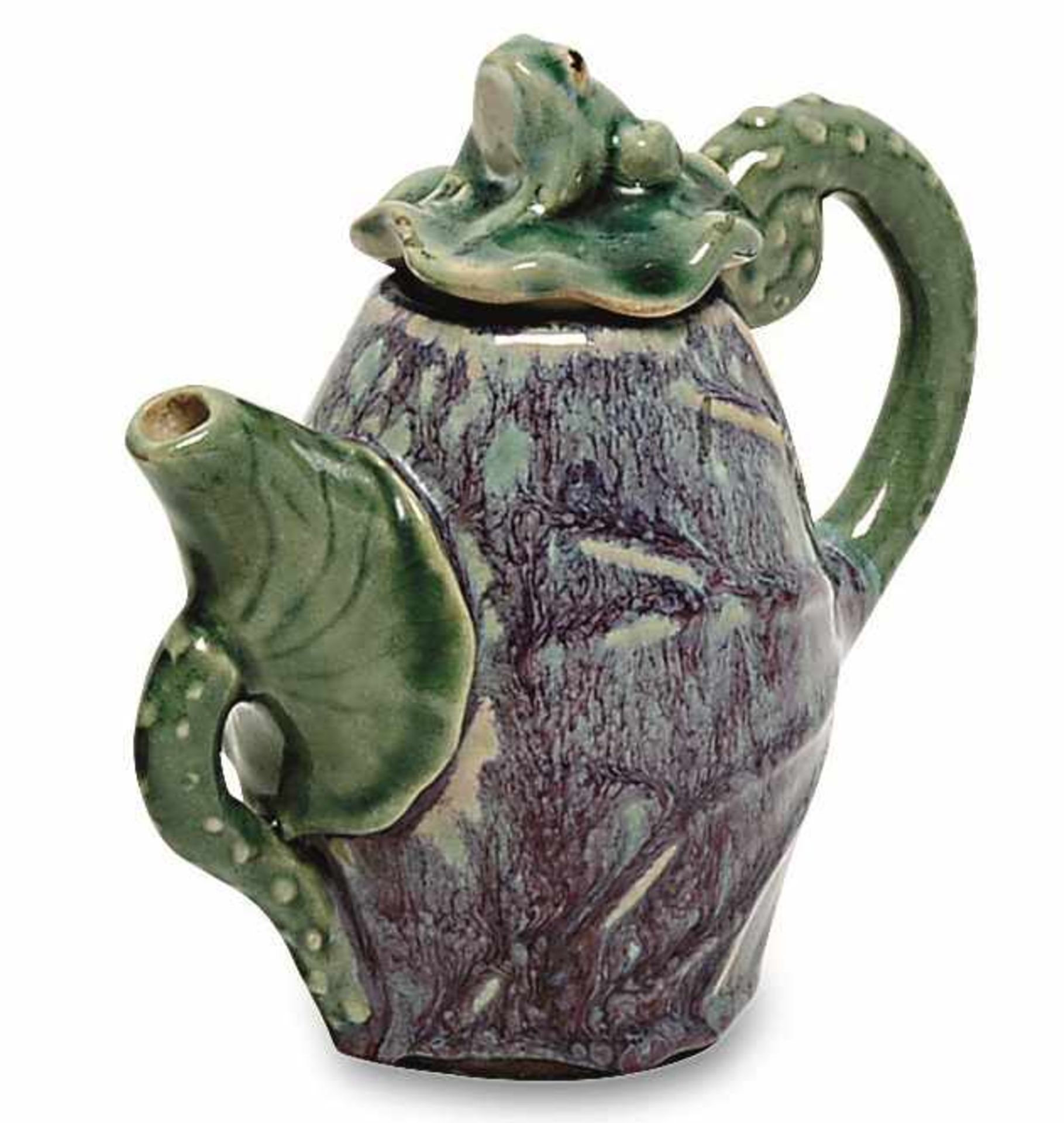 Kännchen Frankreich, Anfang 20. Jh. (?) Keramik in vegetabiler Form, mit Blattaderung und Ausguss in
