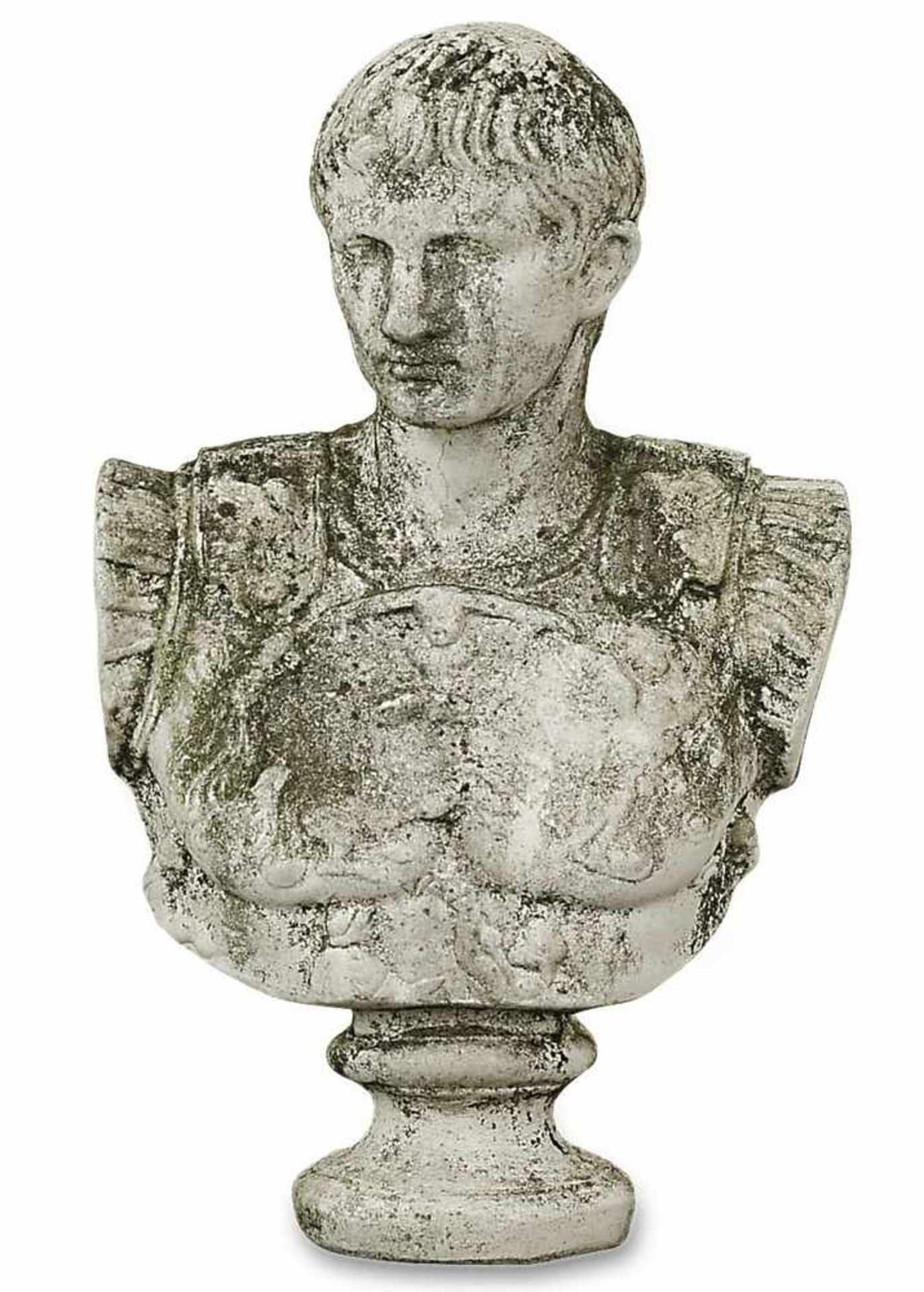 Gartenfigur: Büste des Kaiser Augustus Steinguss. H. 60 cm