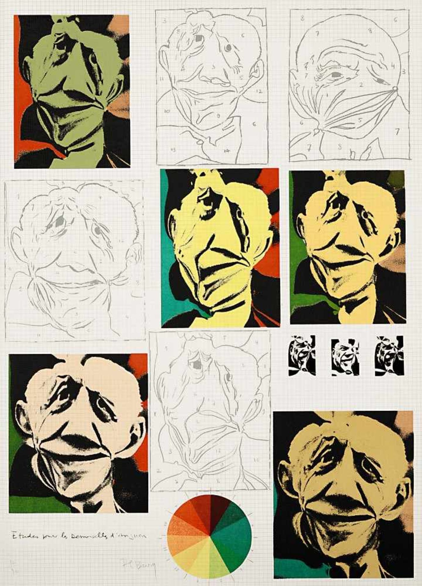 Zwei Blätter aus "Hommage à Picasso" Bury, Pol: "o.T." / Paolozzi, Eduardo: "etudes pour les