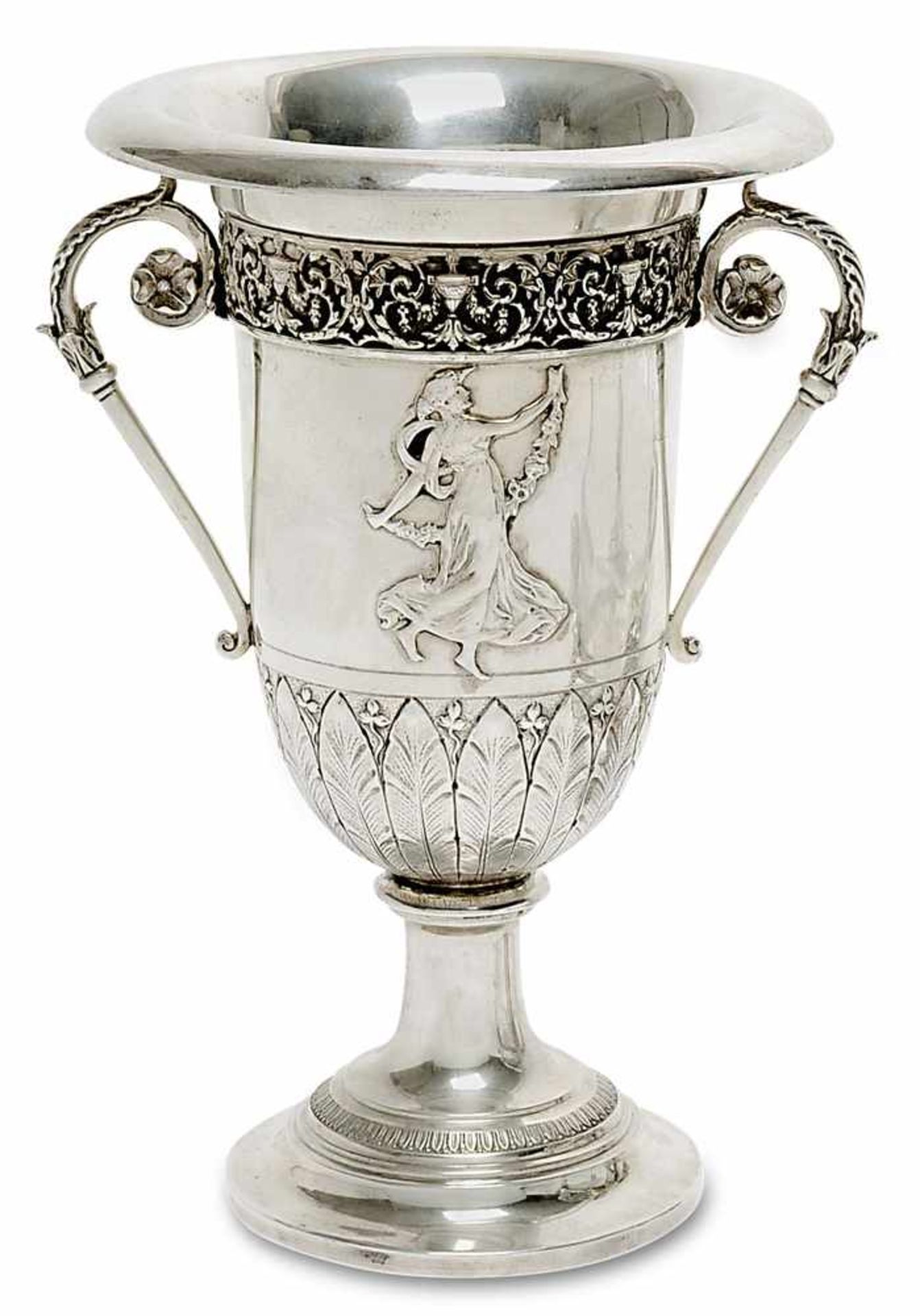 Vase Deutsch, im klassizistischen Stil Silber. Auf ansteigendem, profiliertem Rundfuß