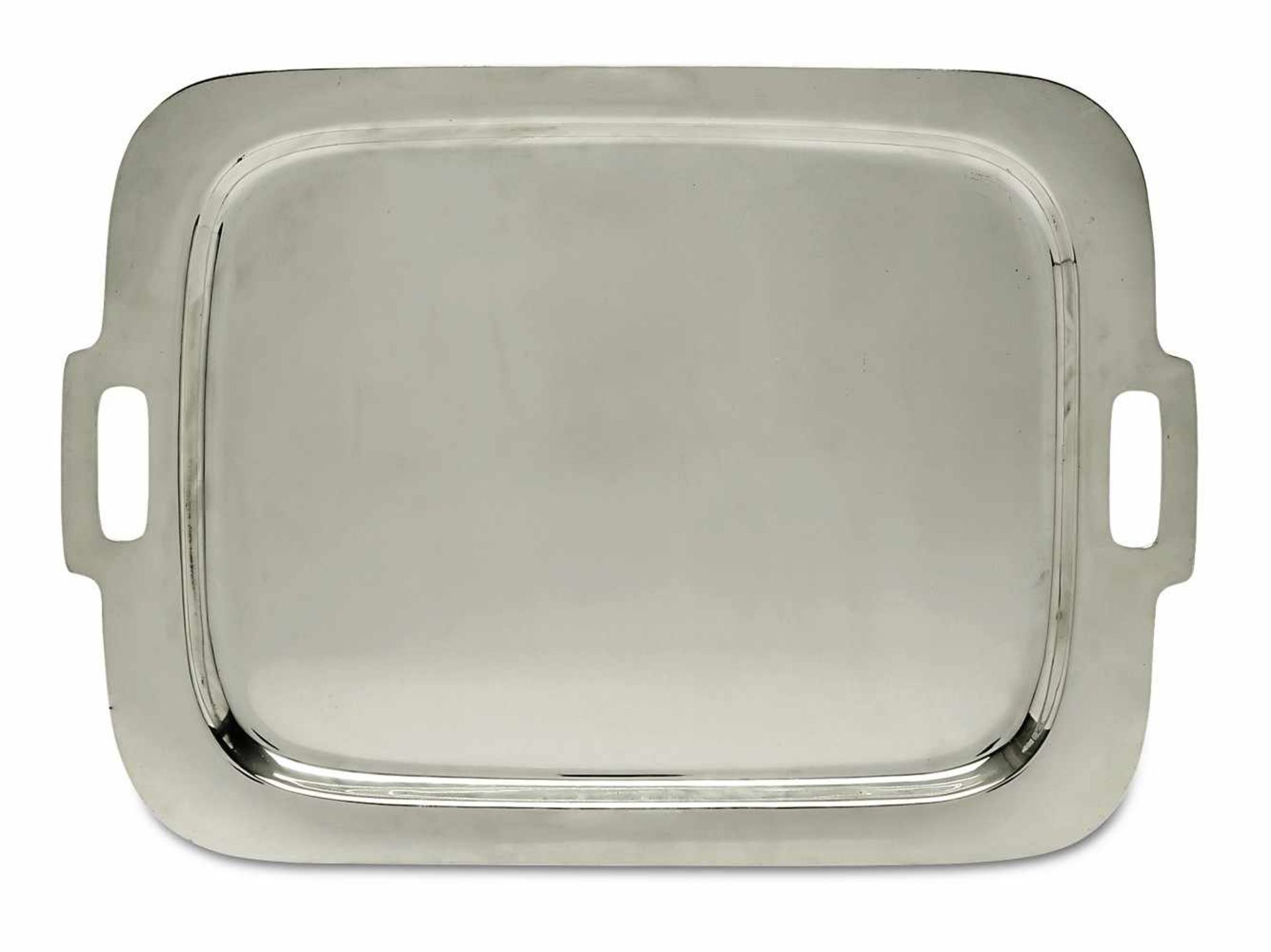 Tablett Gardner (Massachusetts), Frank W. Smith Silver Co., Art Deco Silber. Glatte rechteckige Form