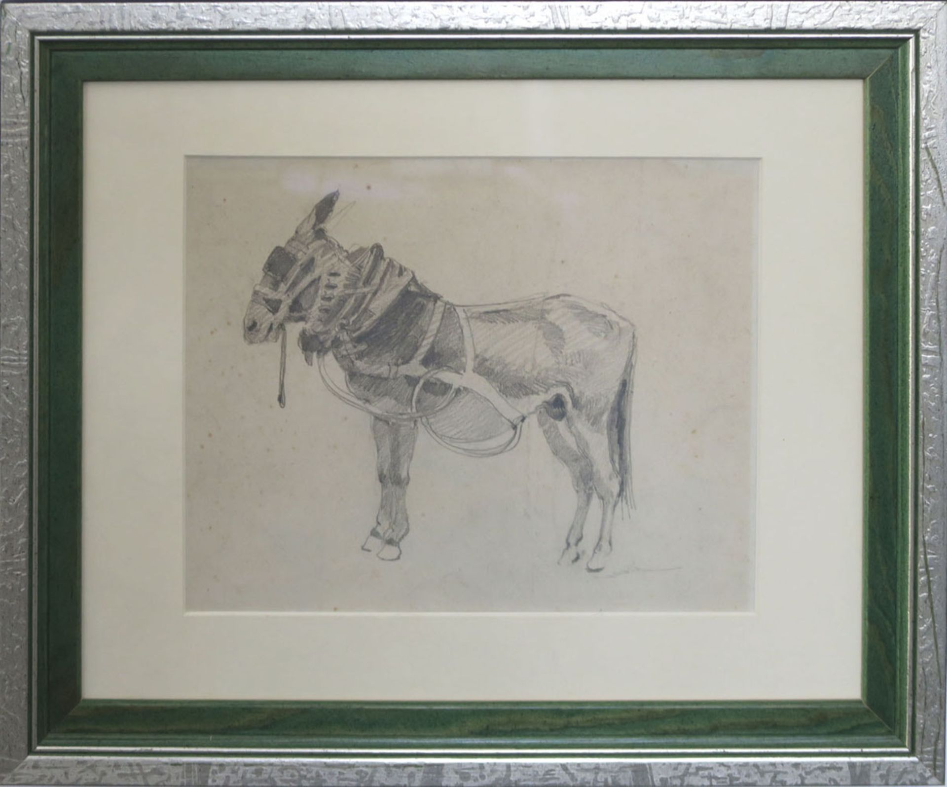 Dill, Ludwig 1848 Gernsbach/Murg - 1940 Karlsruhe Esel im Geschirr Bleistiftzeichnung 22,8 x 27,5 cm