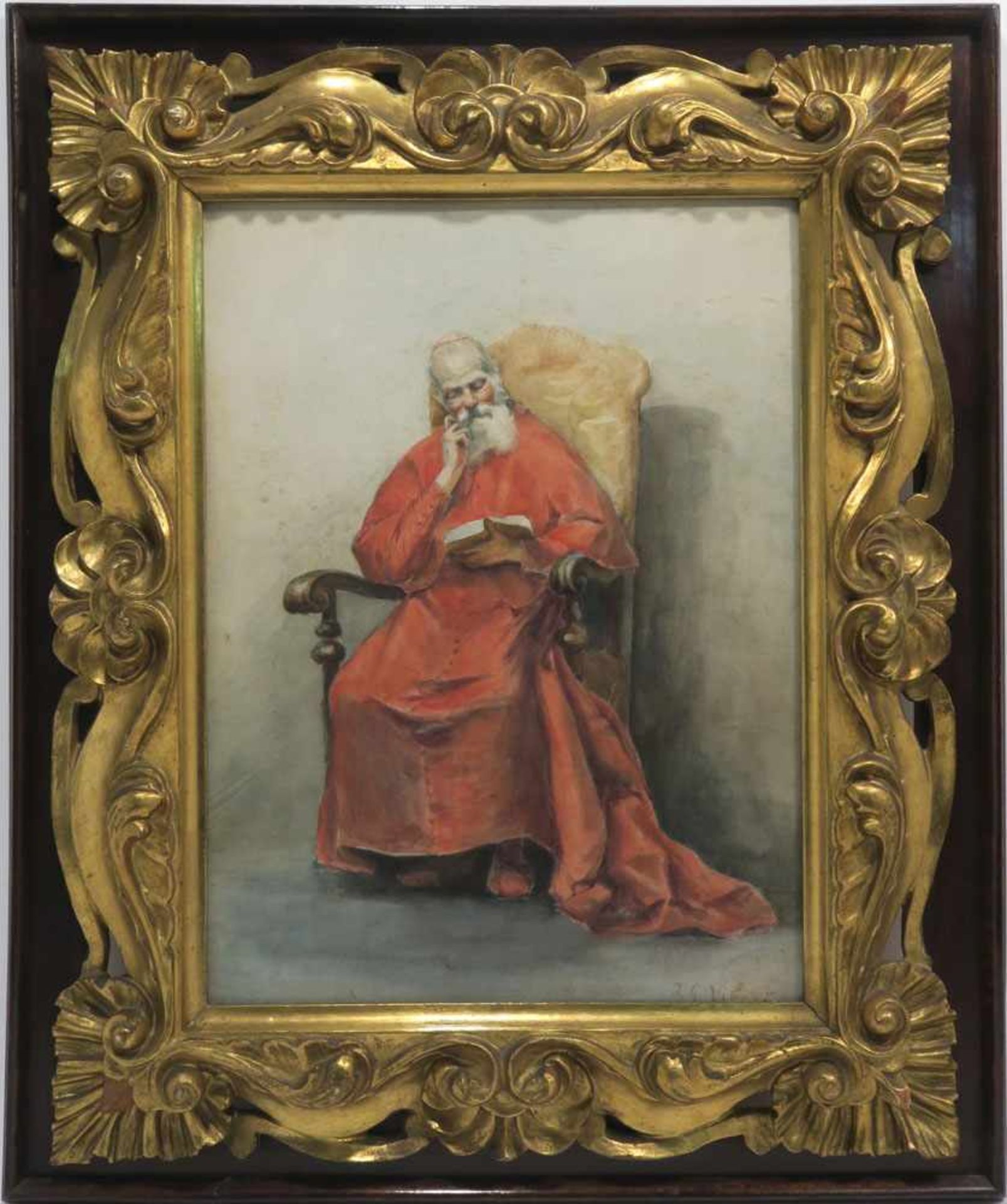 Vibert, Jean-Georges (auch Jehan-Georges)1840 Paris - 1902 ebd.Kardinal beim LesenAquarell. BA: 38 x