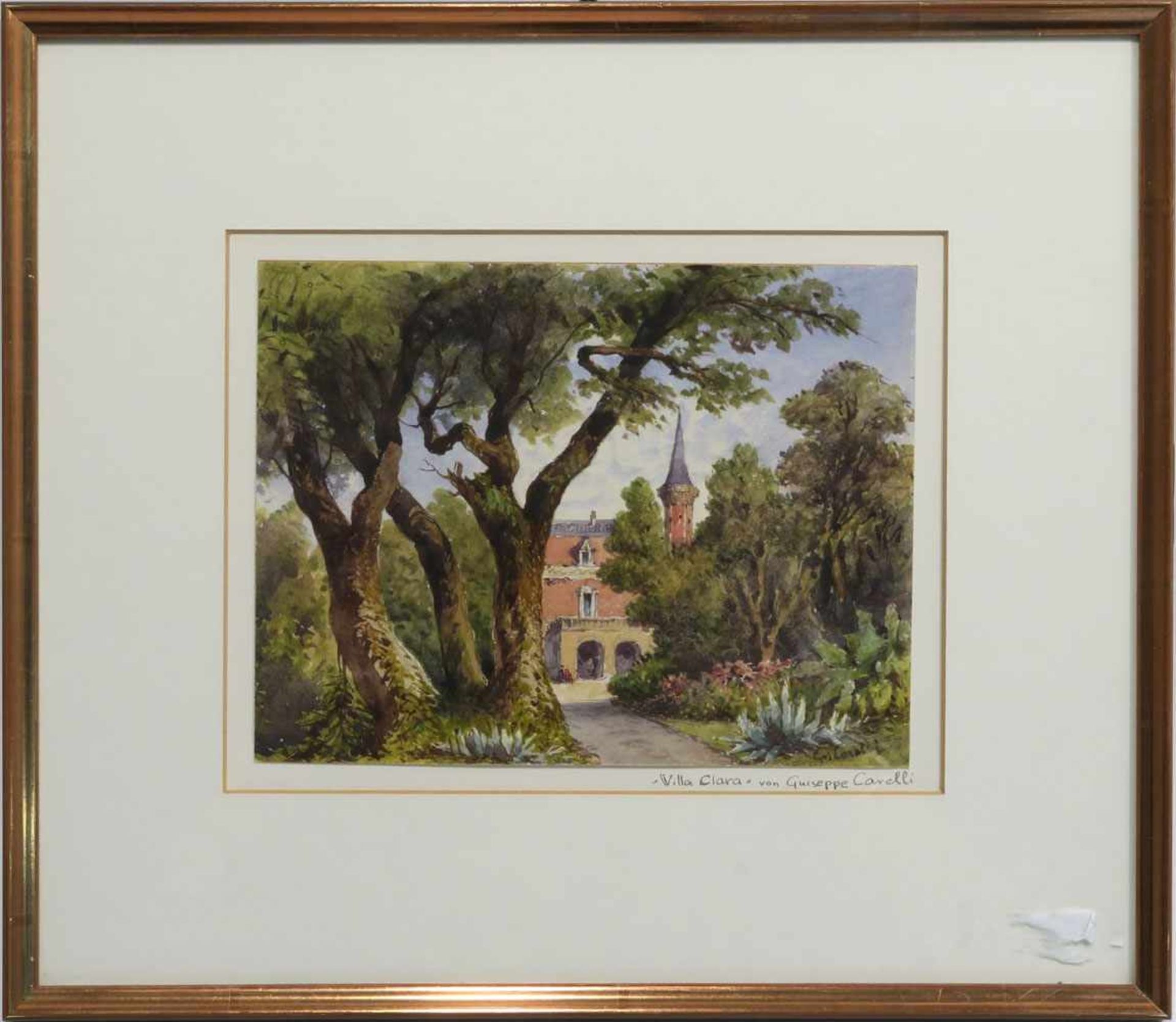 Carelli, Gabriele1820/21 Neapel - 1900 MentonBlick auf eine VillaAquarell. 12 x 15,8 cm. R. u.