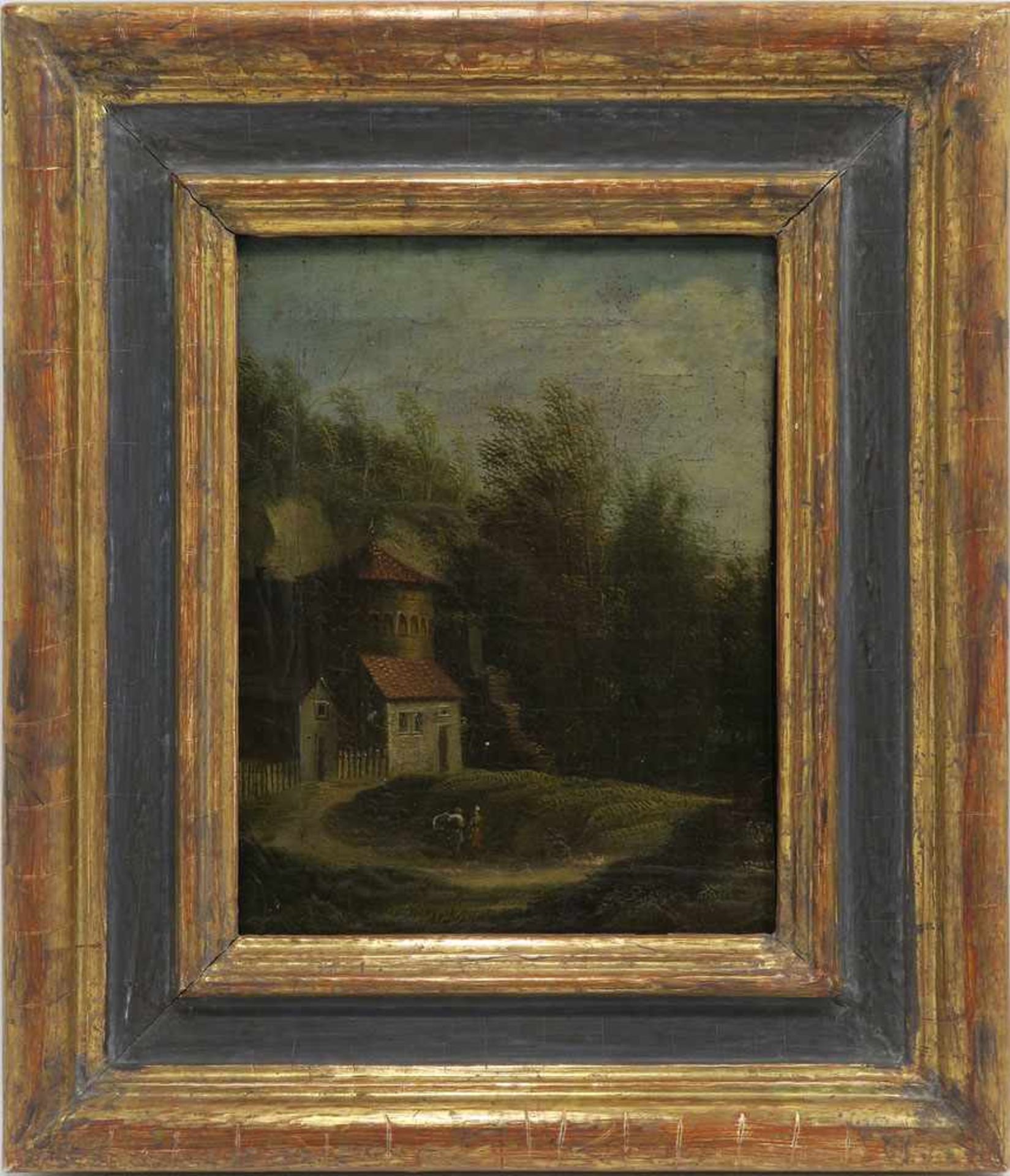 Deutsch, 18. Jh.Landschaft bei BambergÖl/Lwd. 26 x 21 cm. Besch. Rücks. undeutl. am Keilrahmen