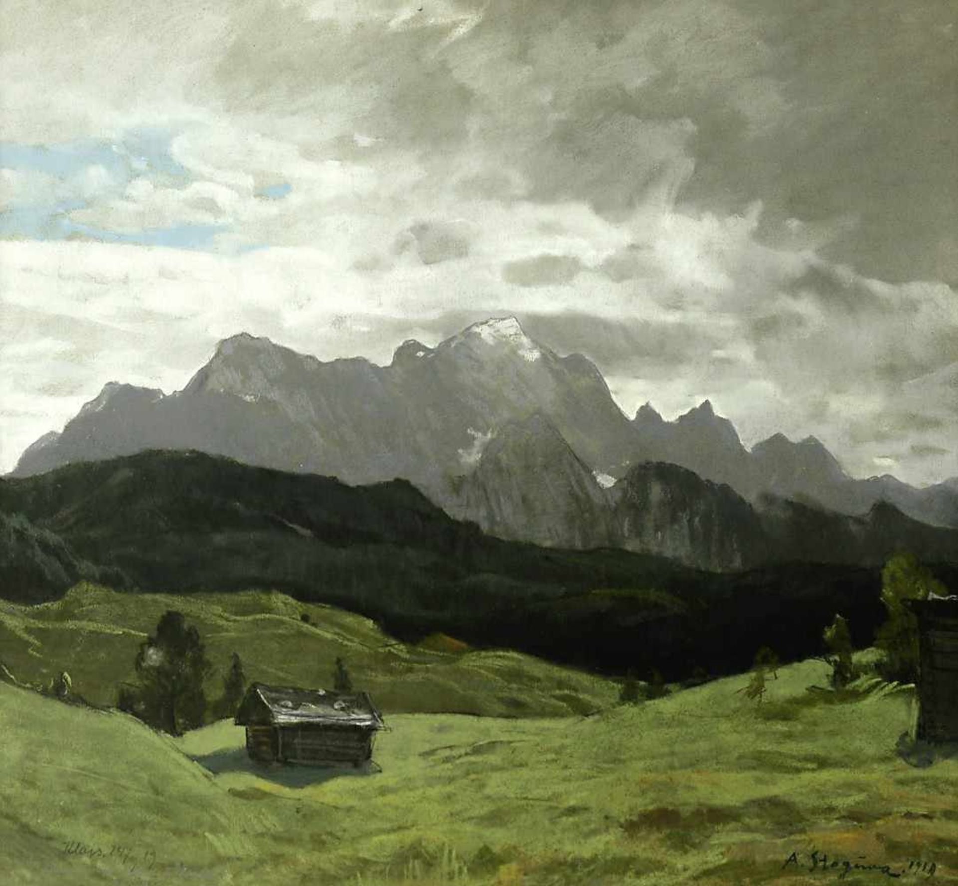 Stagura, Albert1866 Dresden - 1947 Gstadt/ChiemseeWettersteingebirge bei KlaisPastell60,5 x 65