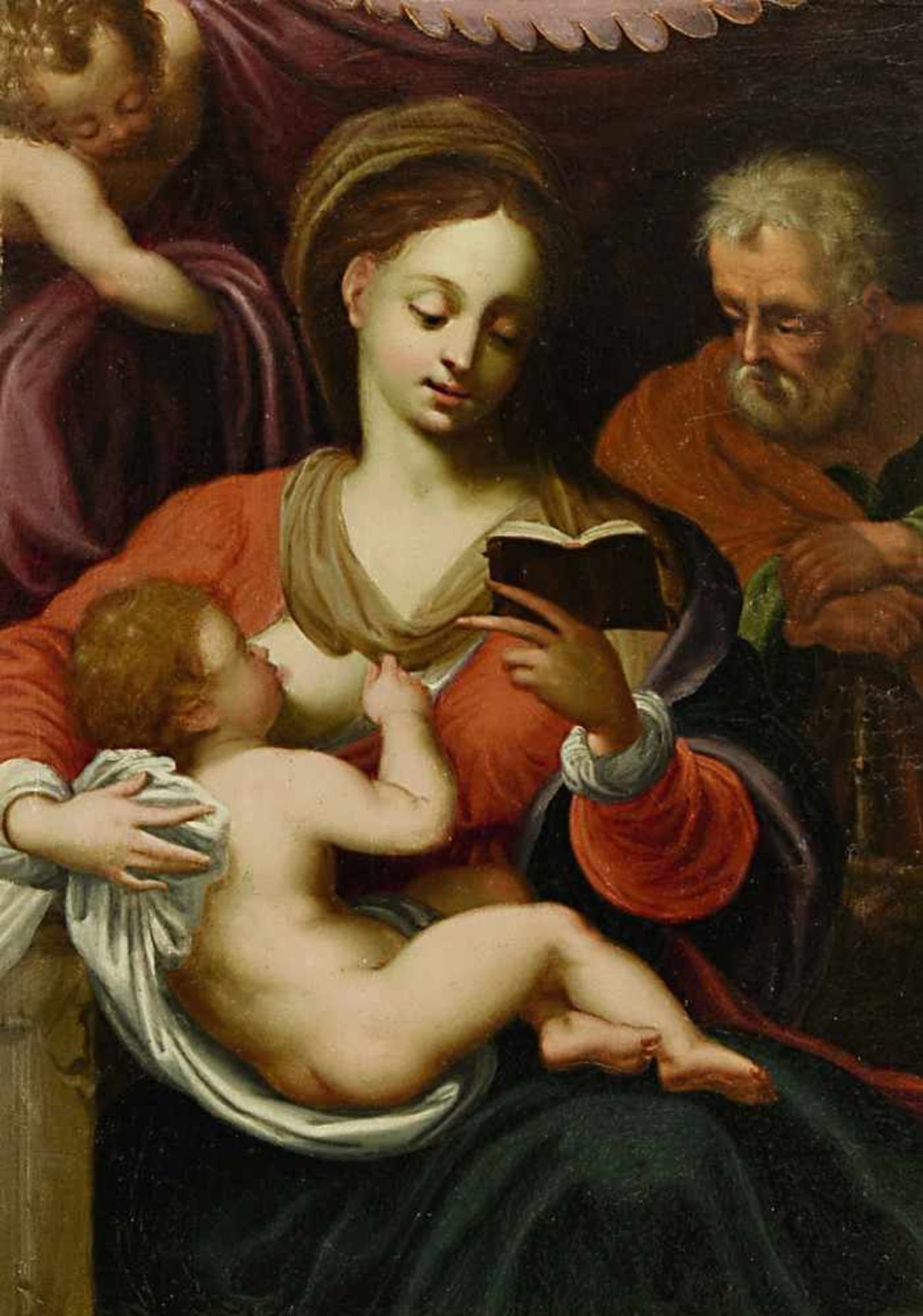 Cesura, Pompeo1500 L'Aquila - 1571 Rom, in Anlehnung anHeilige FamilieÖl / Kupfer 21 x 17 cm