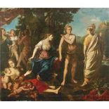 Herakles am Scheideweg Römische Schule, E. 17. Jh. Öl/Lwd., doubl. 185 x 212 cm; unger. -