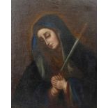 Mater dolorosa 18. Jh. Öl/Lwd., doubl. 55 x 46 cm. - Das Bild steht in der Motivtradition des