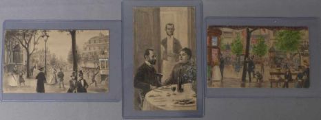 Martini, Johannes Drei Pariser Straßen- bzw. Caféhaus-Szenen (Chemnitz 1866-1935 München) Ein