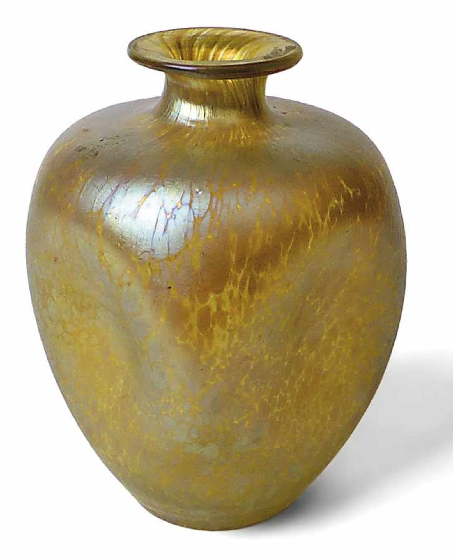 Vase "candia papillon" Johann Loetz Witwe, Klostermühle - um 1900 Bauchige Form mit auf vier
