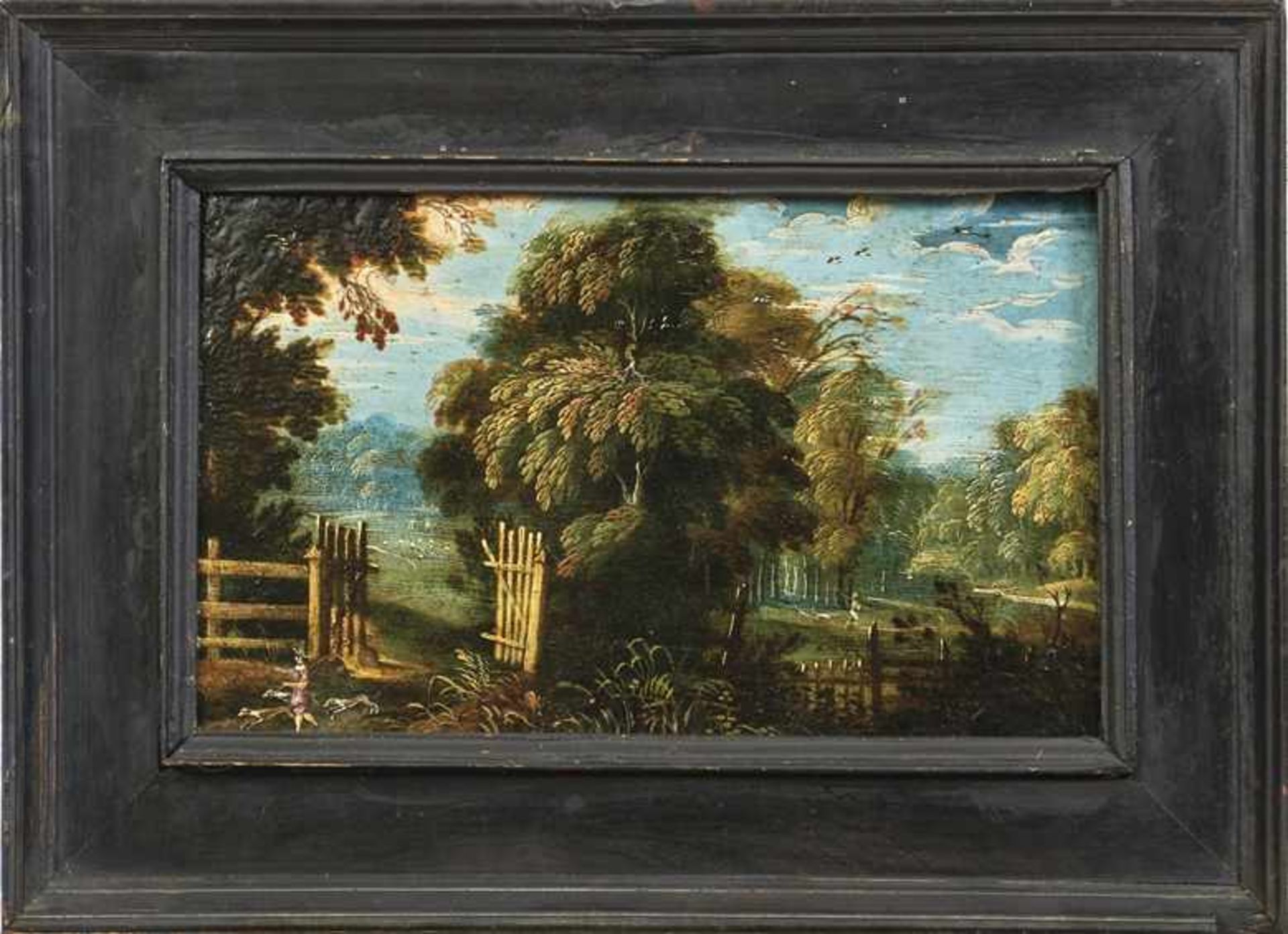 Zwei kleine Landschaftsbilder Niederlande, 17. Jh. Öl/Kupfer. Verso Sammlungsnummern "186" bzw. "