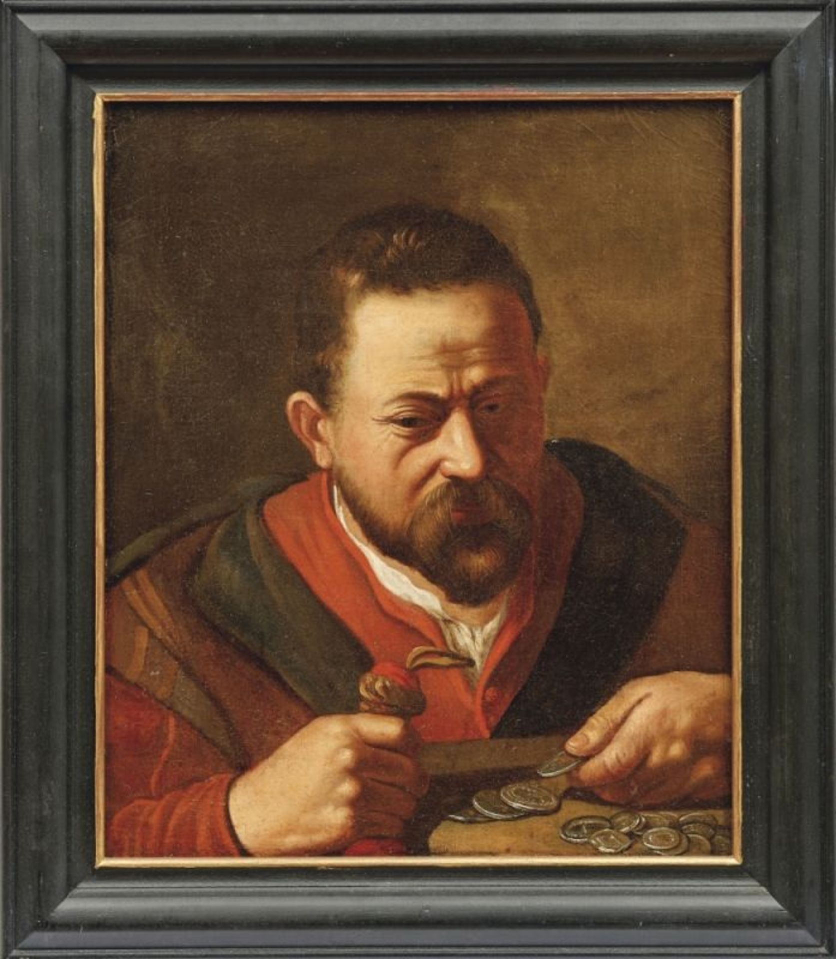 Niederländischer Portraitmaler des 17. Jahrhunderts Bildnis eines Geldwechslers Öl/Lwd., doubl. 50,5