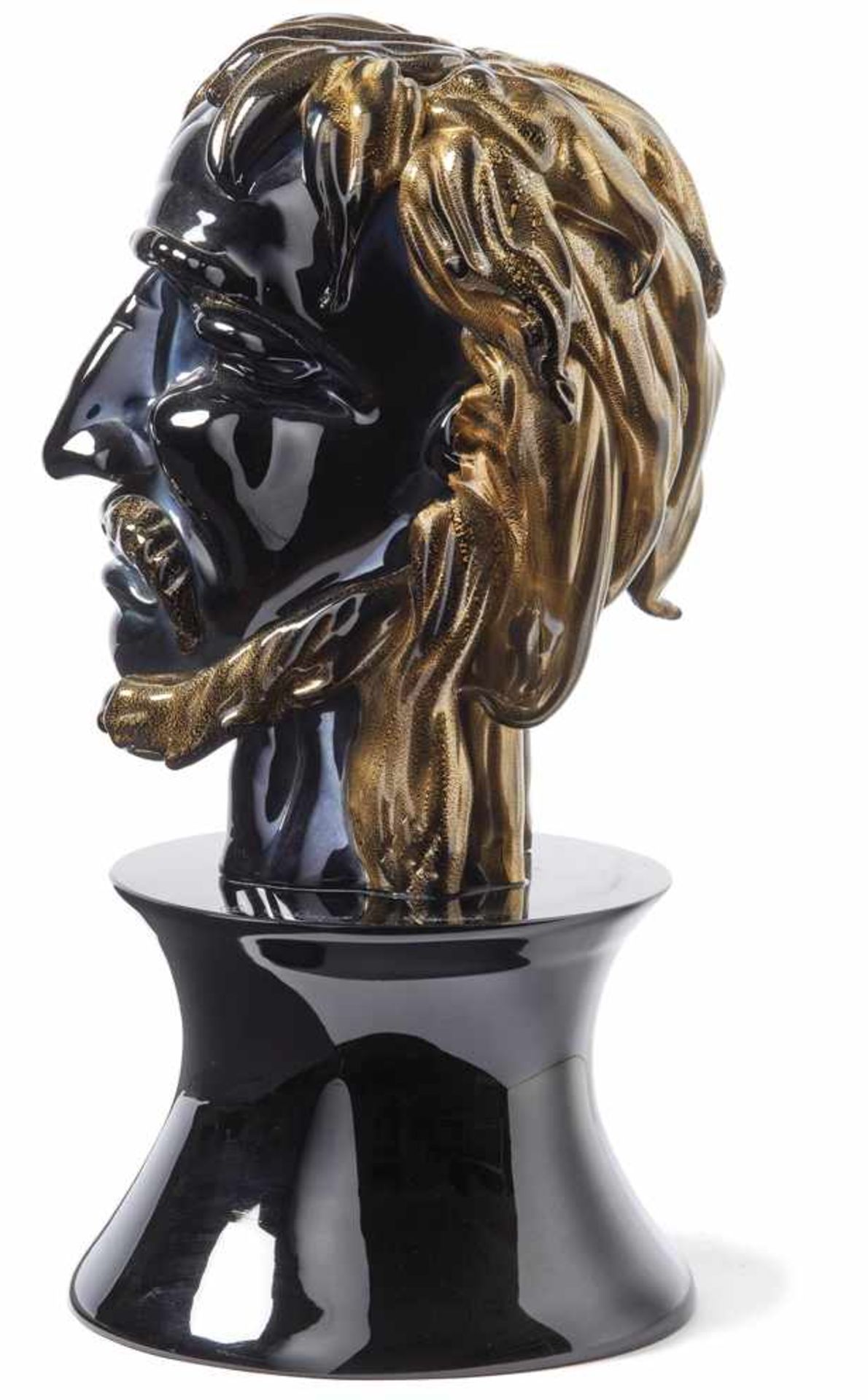 Glasskulptur "Büste" Murano, 20. Jh. Auf konkav einschwingendem Sockel abnehmbare Büste eines