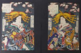 Utagawa Kunisada (Toyokuni III.) Zwei Schönheiten unter Kirschblüten (Katsushika 1786-1865 Edo)