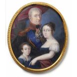 Miniatur einer Familie Um 1800 Ovaler Bildausschnitt mit halbfiguriger Darstellung eines Knaben