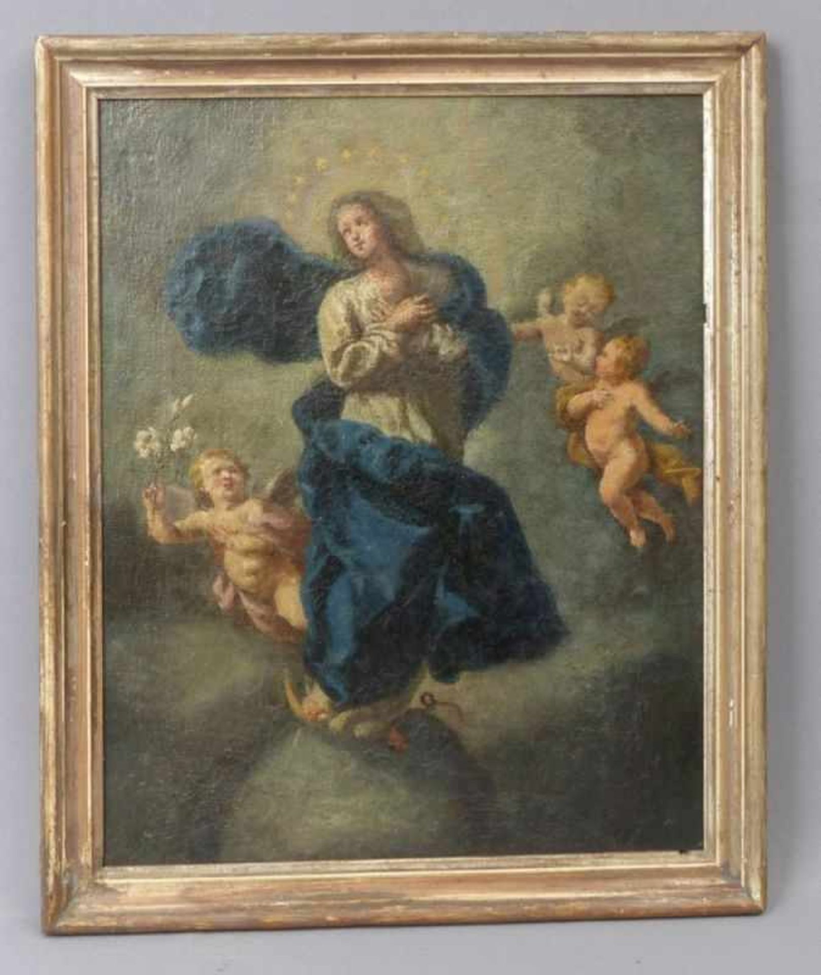Die Aufnahme Mariens in den Himmel 18. Jh. Öl/Lwd. 36,5 x 29 cm. Altmeistergemälde, Religiöse - Bild 2 aus 2