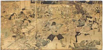 Utagawa Kunisada (Toyokuni III.) Schlachtenszene "musha-e" (Katsushika 1786-1865 Edo)