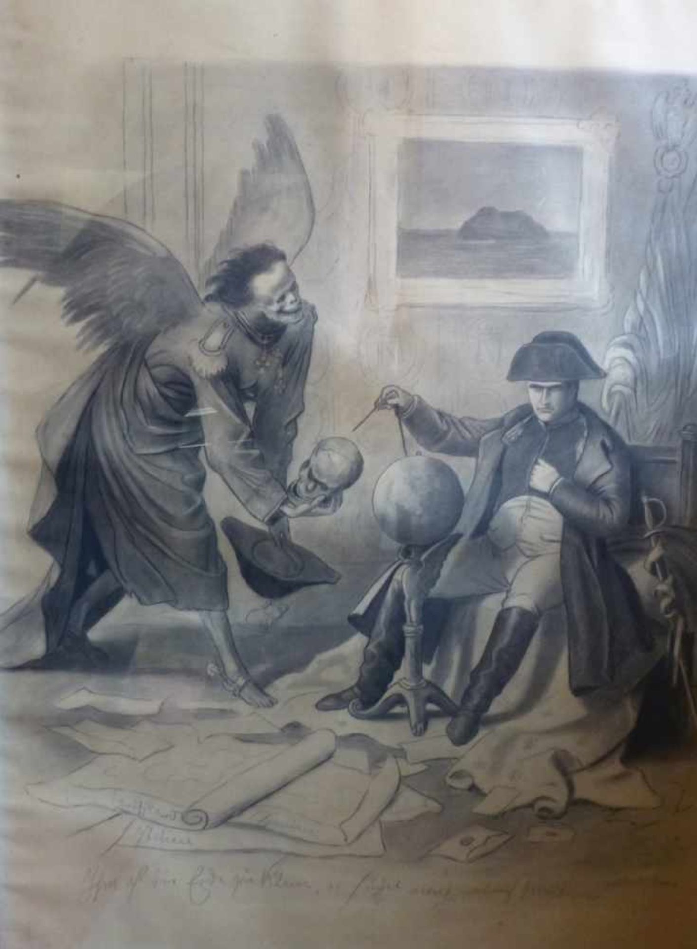 Kaulbach, Wilhelm von Napoleon und der Tod (Arolsen 1805-1874 München) Lithographie, um 1869. Rechts