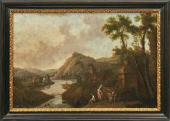 Schütz, Franz (Attrib.) Rheinlandschaft (Frankfurt/Main 1751-1781 Genf) Hügelige Landschaft mit