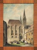 Herwegen, Peter Einzug einer Prozession in den Augsburger Dom (Köln 1814-1883 München) Aquarell.