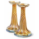 Paar Kerzenhalter Tiffany & Co., New York - A. 20. Jh. Über ausladendem Stand zehnfach gerippter und