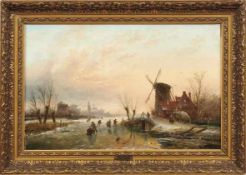 Spohler, Jan Jacob Coenraad Eisvergnügen (Amsterdam 1837-1923 ebd.) Winterliche Landschaft mit