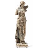 Athene Frankreich, 2. H. 16. Jh. Auf achteckiger Plinthe im Kontrapost stehende Göttin im gegürteten