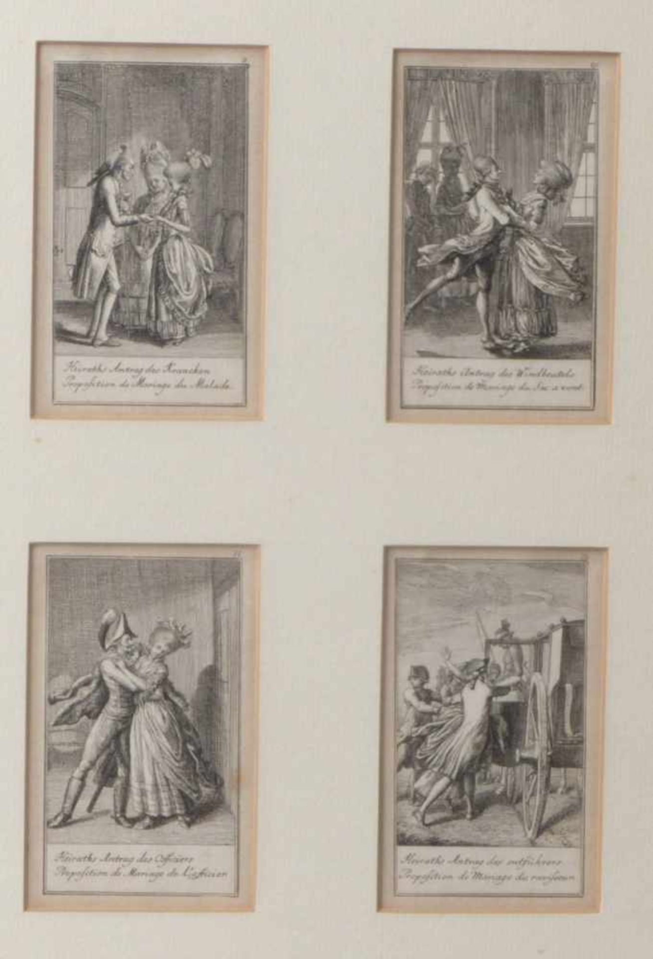 Chodowiecki, Daniel Nikolaus Acht Heiratsanträge (Danzig 1726-1801 Berlin) Acht kleinformatige - Bild 2 aus 3