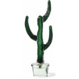 Glasskulptur "Kaktus" Murano, 20. Jh. Auf zylindrischem Glassockel abnehmbarer Kaktus. Klares und