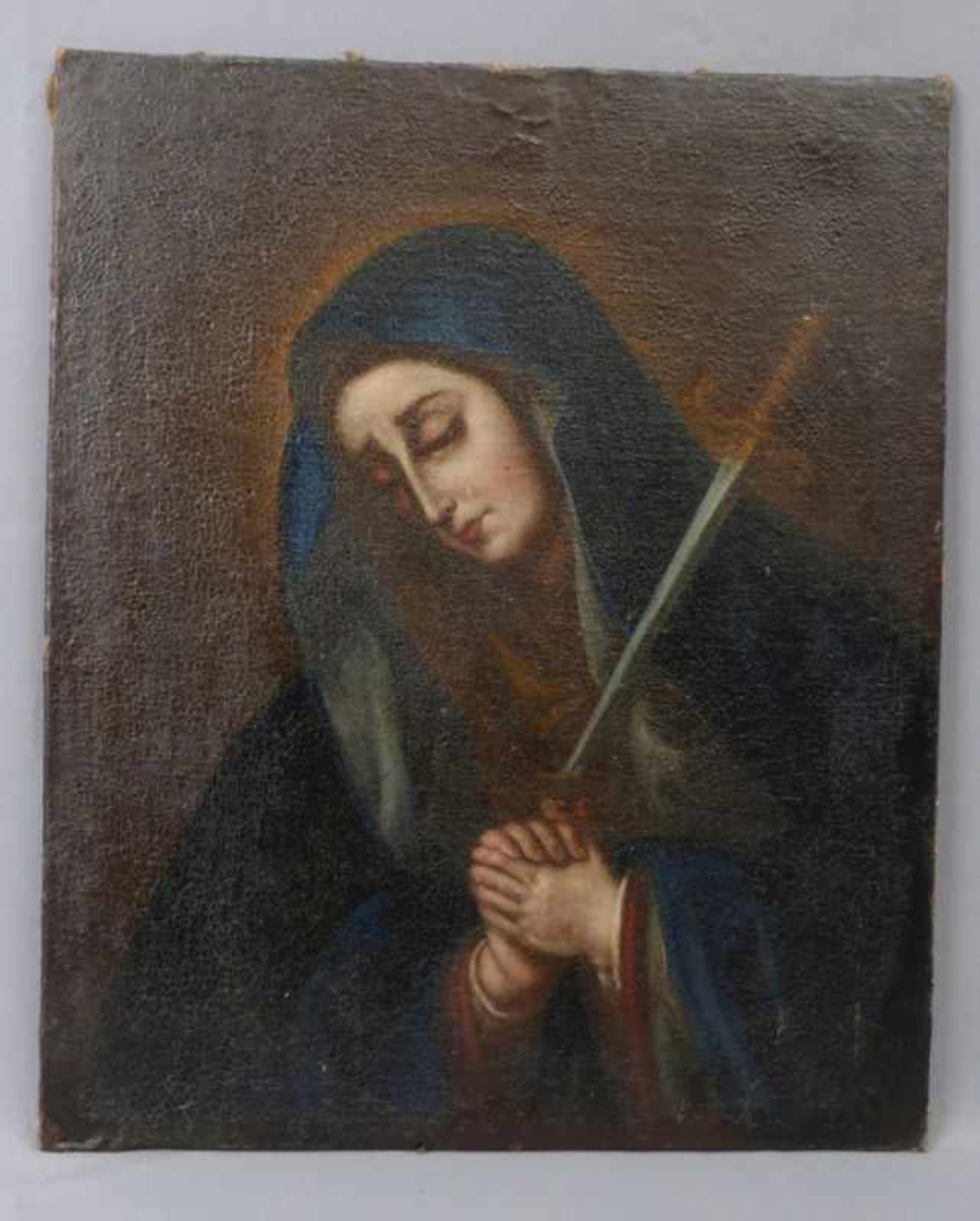 Mater dolorosa 18. Jh. Öl/Lwd., doubl. 55 x 46 cm. - Das Bild steht in der Motivtradition des - Bild 2 aus 3