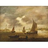 Küstenlandschaft mit Fischerbooten Haarlemer Schule, 17. Jh. Öl/Holz, parkettiert. 48 x 64 cm;