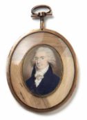 Miniatur eines Herren mit Haarandenken Frankreich, 1. Drittel 18. Jh. Ovaler Bildausschnitt eines