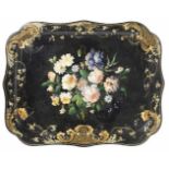 Lacktablett mit Blumenstillleben Frankreich, Louis-quinze, M. 18. Jh. Blumenstillleben, feine