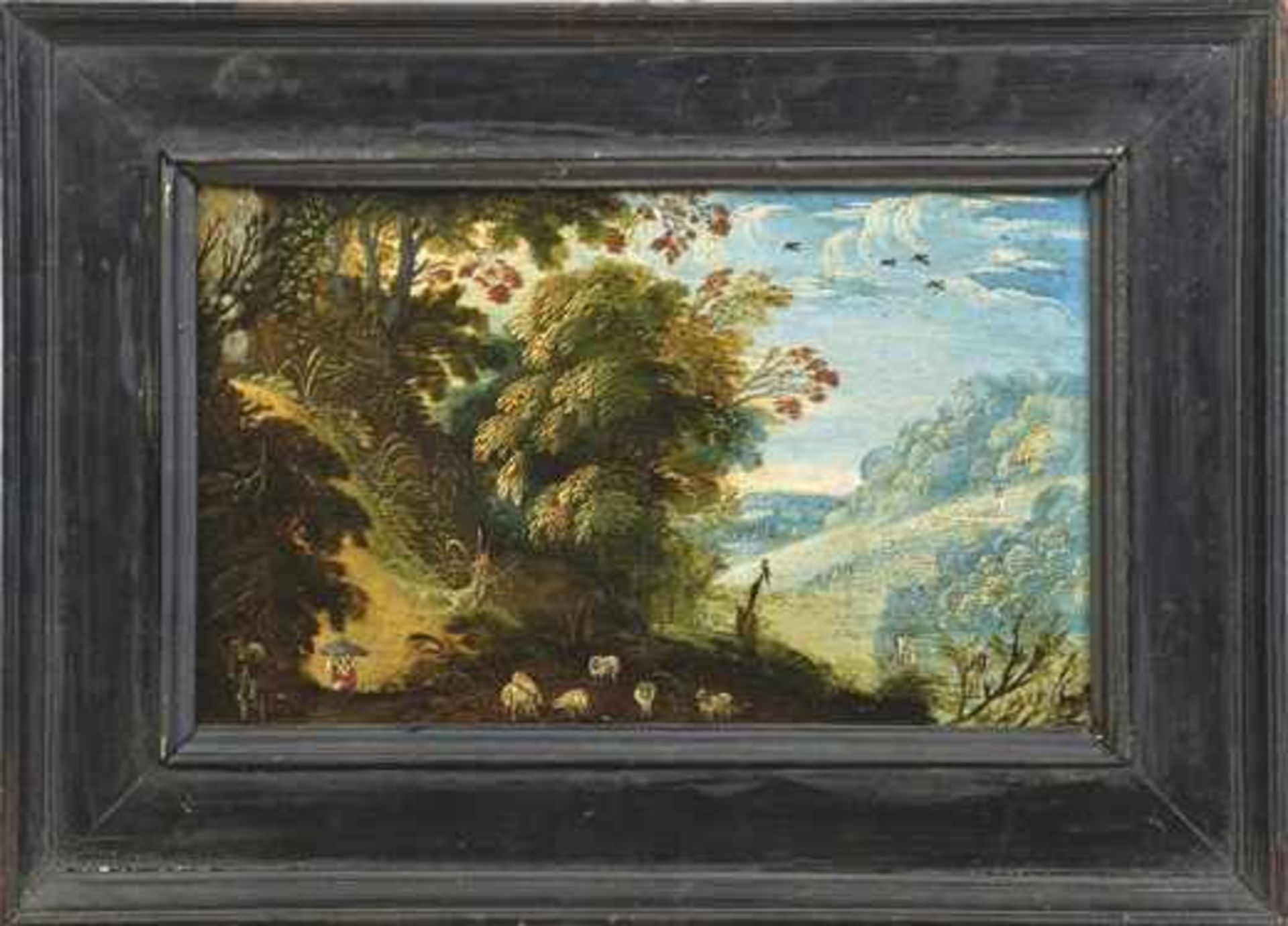 Zwei kleine Landschaftsbilder Niederlande, 17. Jh. Öl/Kupfer. Verso Sammlungsnummern "186" bzw. " - Bild 2 aus 2