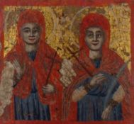 Kleine Heiligentafel Wohl Russland, 18./19. Jh. Rechteckige Form mit Darstellung von zwei weiblichen