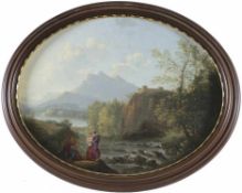 Arkadische Landschaft Französischer Klassizist, 2. H. 18. Jh. Auf ovalen Bildträger gemalte