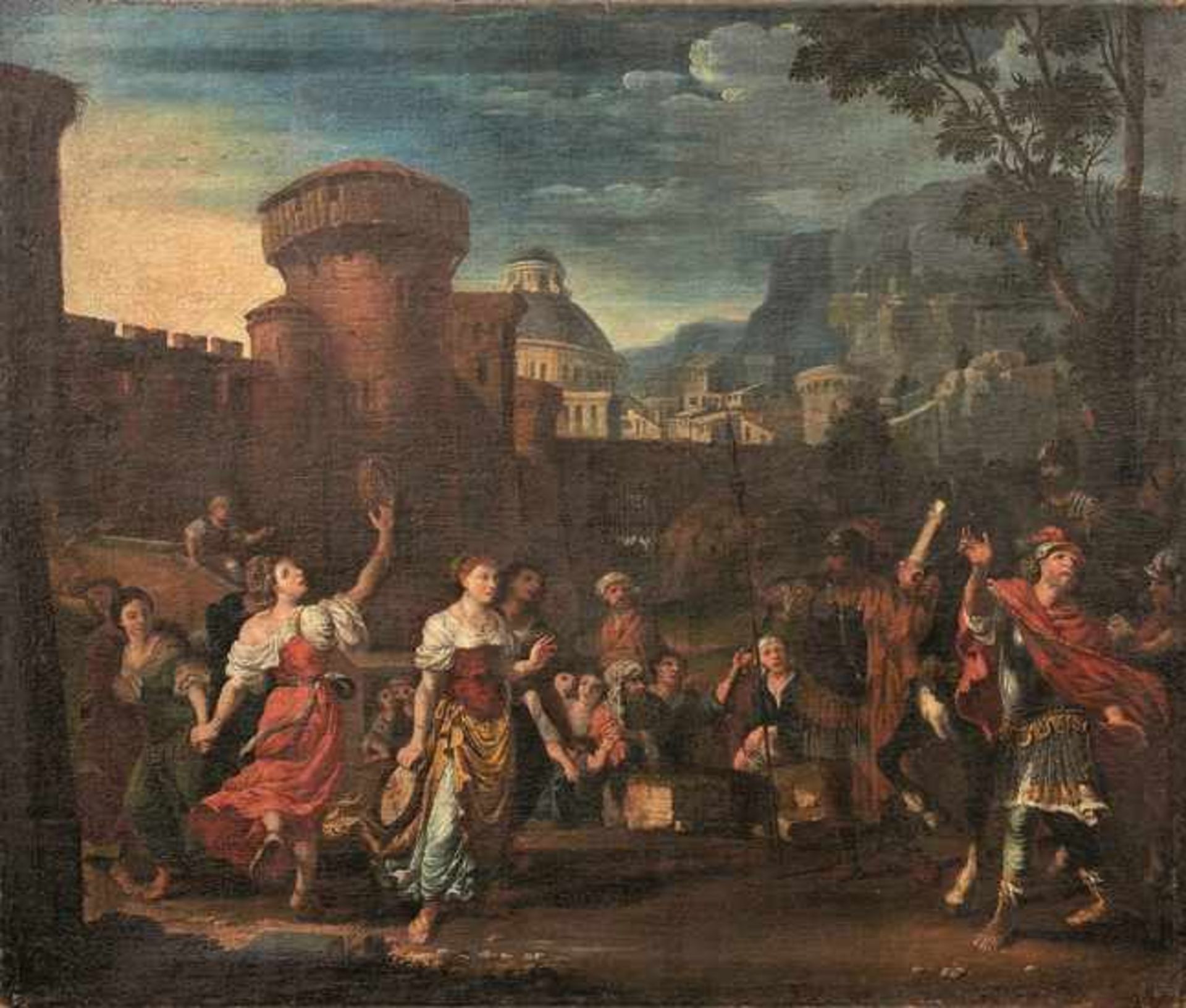 Fisches, Isaak d. Ä. Die Rückkehr des Jephta (1630-1706) Öl/Lwd., doubl. 92 x 108 cm; unger. - Vor