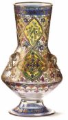 Vase Fritz Heckert, Petersdorf (Schlesien) - E. 19. Jh. Ausladender Stand, Korpus mit drei s-