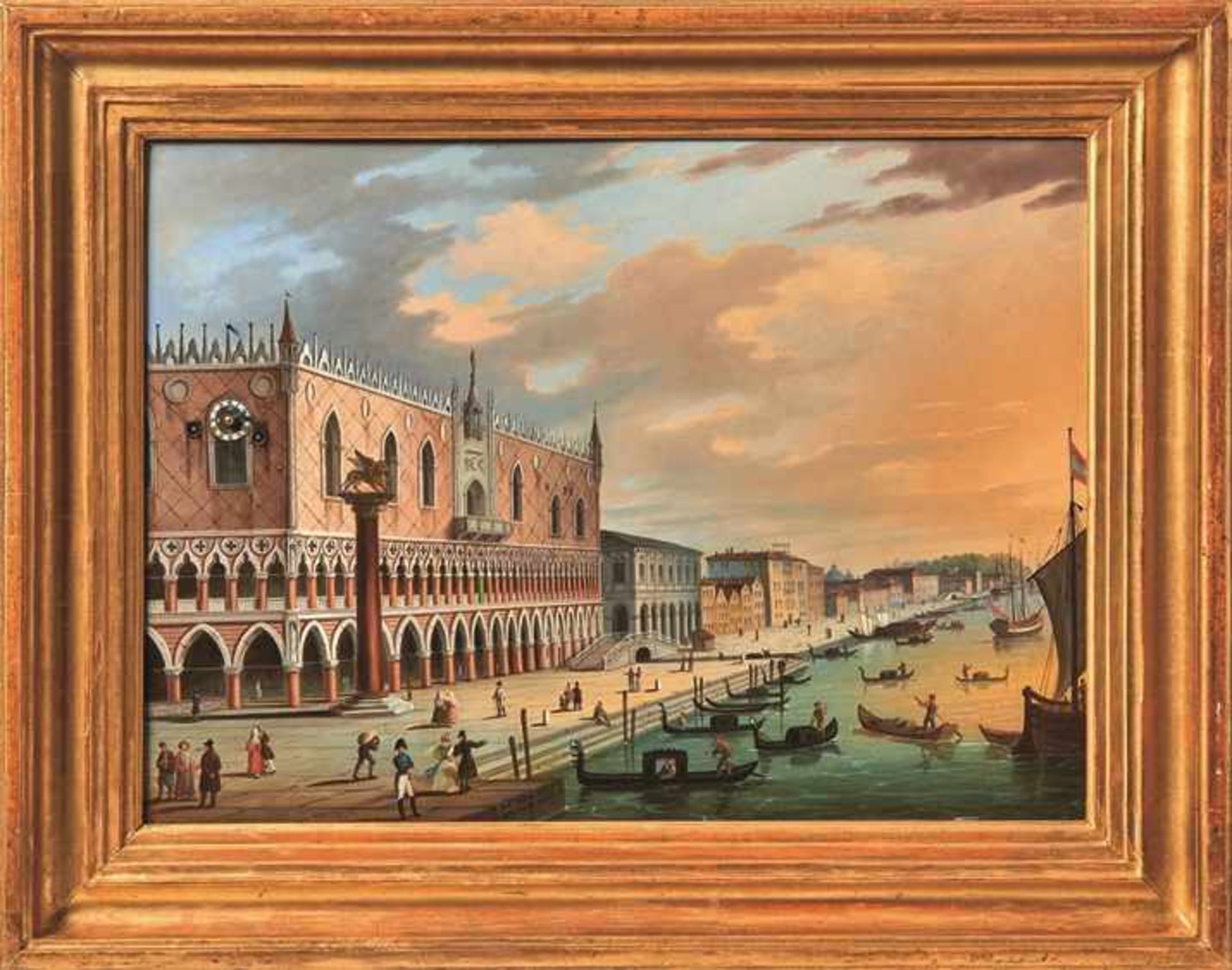 Hofmeister, Carl Ludwig Bilderuhr mit Ansicht des Palazzo Ducale in Venedig (Wien 1790-1843 ebd.)