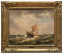 Marées, Albert de Segelschiffe in stürmischer See (Marinemaler des 19. Jh.) Öl/Lwd. Links unten