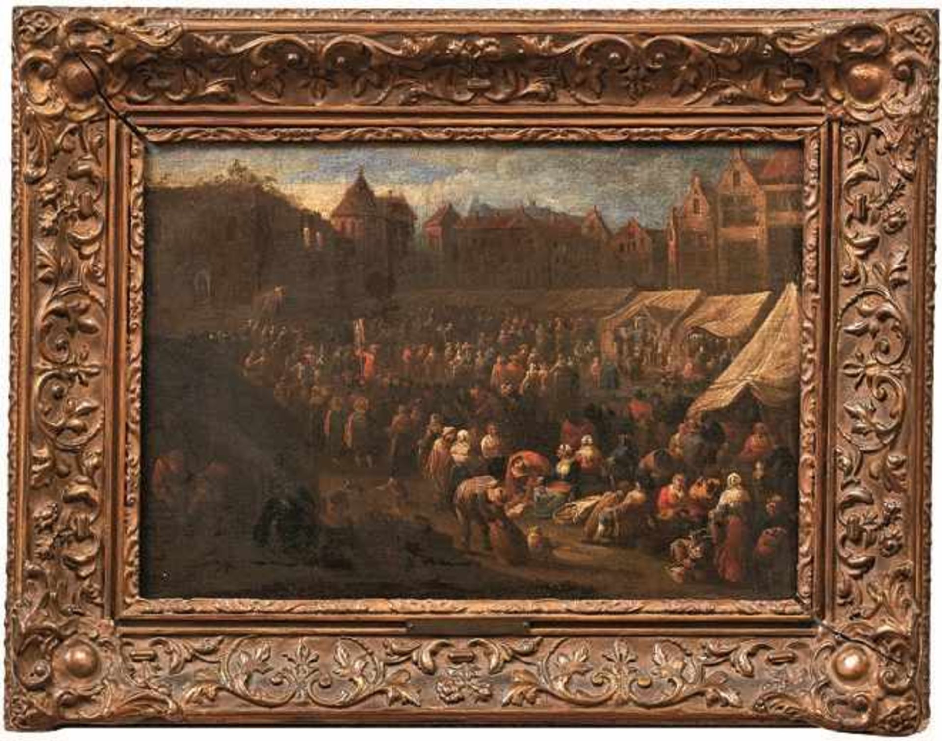Helmbreker, Dirck Theodor Vielfigurige Marktszene in einer holländischen Stadt (Haarlem 1633-1696
