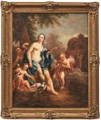 Venus mit Amor und Tauben 18. Jh., Kreis des Charles-Joseph Natoire Im Hintergrund der Muschelwagen.